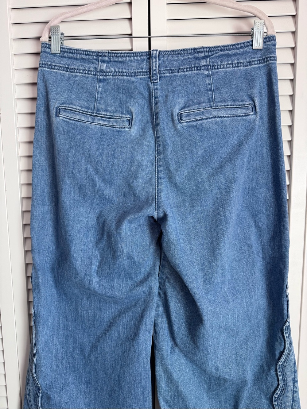 Maeve Scallop Edge Wide Leg Blue Jeans Boho Slouchy Cottagecore Size 29 - Picture 10 of 11